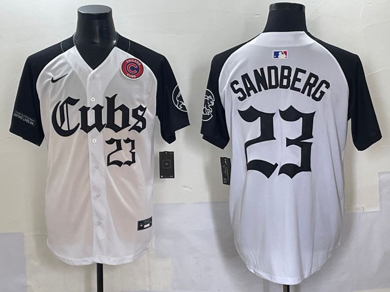 Men 2025 Chicago Cubs #23 Sandberg White black Five generations Joint Name Nike MLB Jersey style 6238->chicago cubs->MLB Jersey